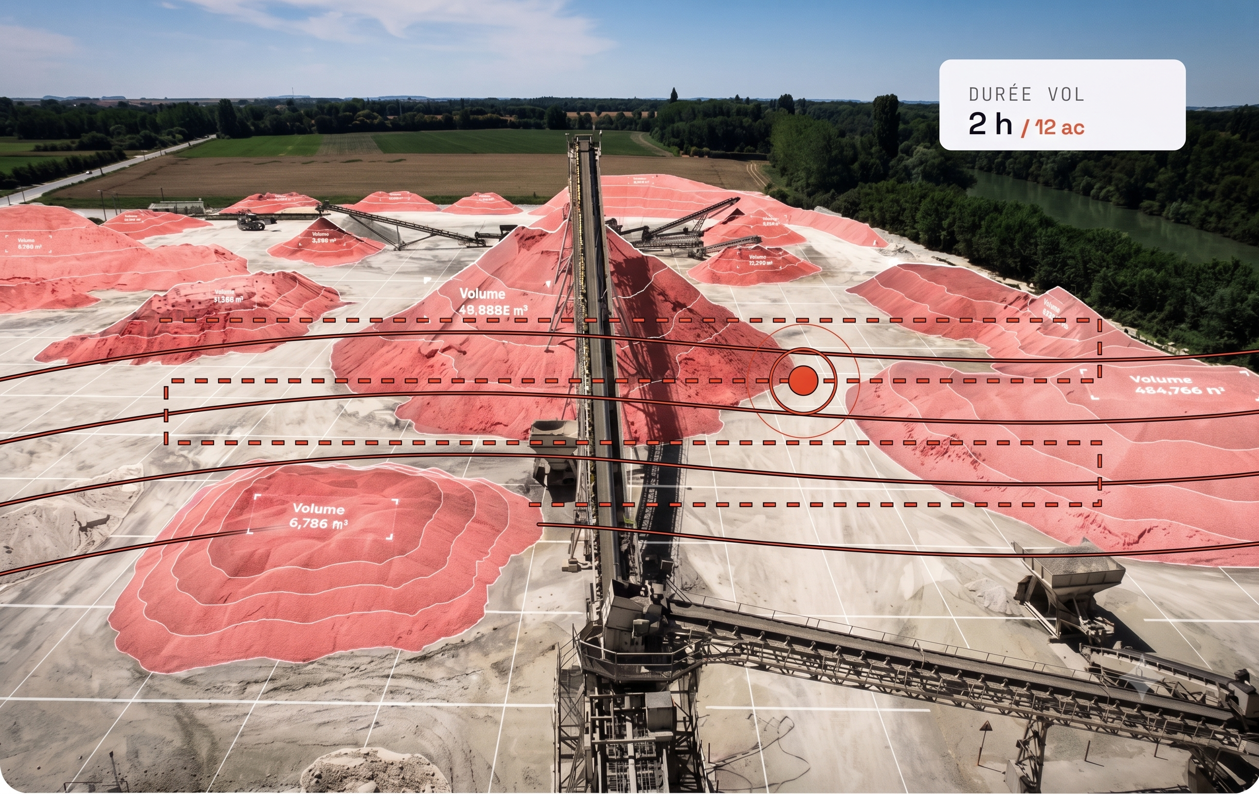 Relevé de site par drone avec calcul des volumes de stockpiles