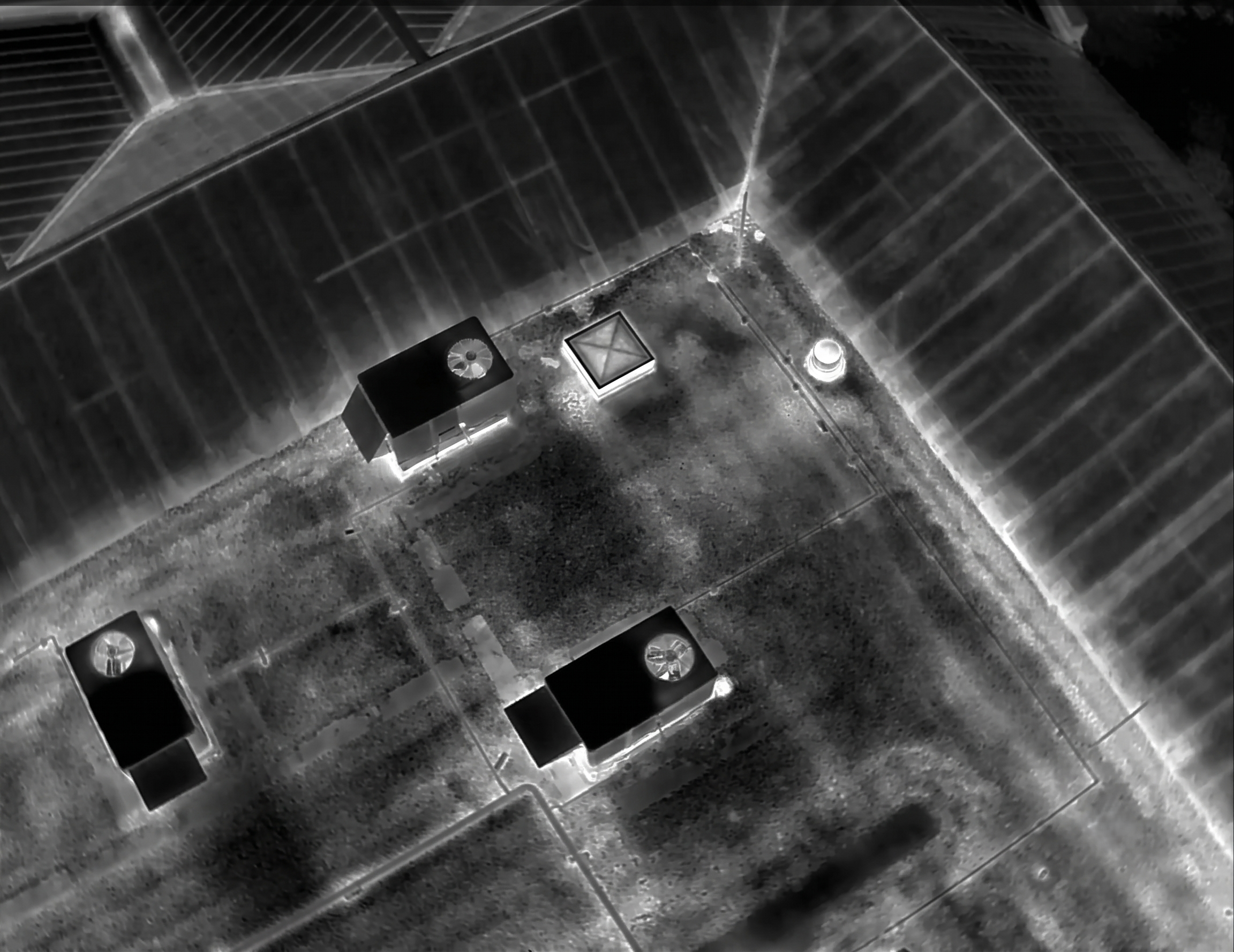 Aerial thermal imaging of a roof captured by drone